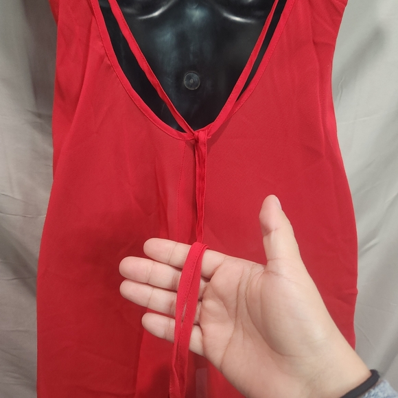 Frederick's Of Hollywood Y2K Rhinestone Heart Embroidered Red Lingerie Chemise - Picture 5 of 7